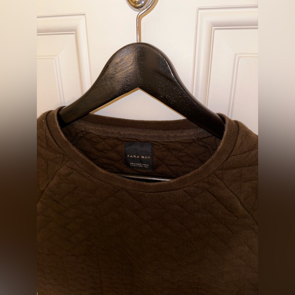 Zara Army Green Textured Crewneck Sweater - Picture 4 of 5
